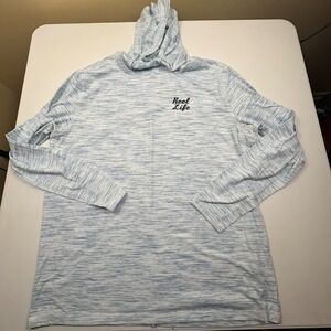 Reel Life Mens Sun Hoodie Blue Space Dye Fishing Performance Shirt M